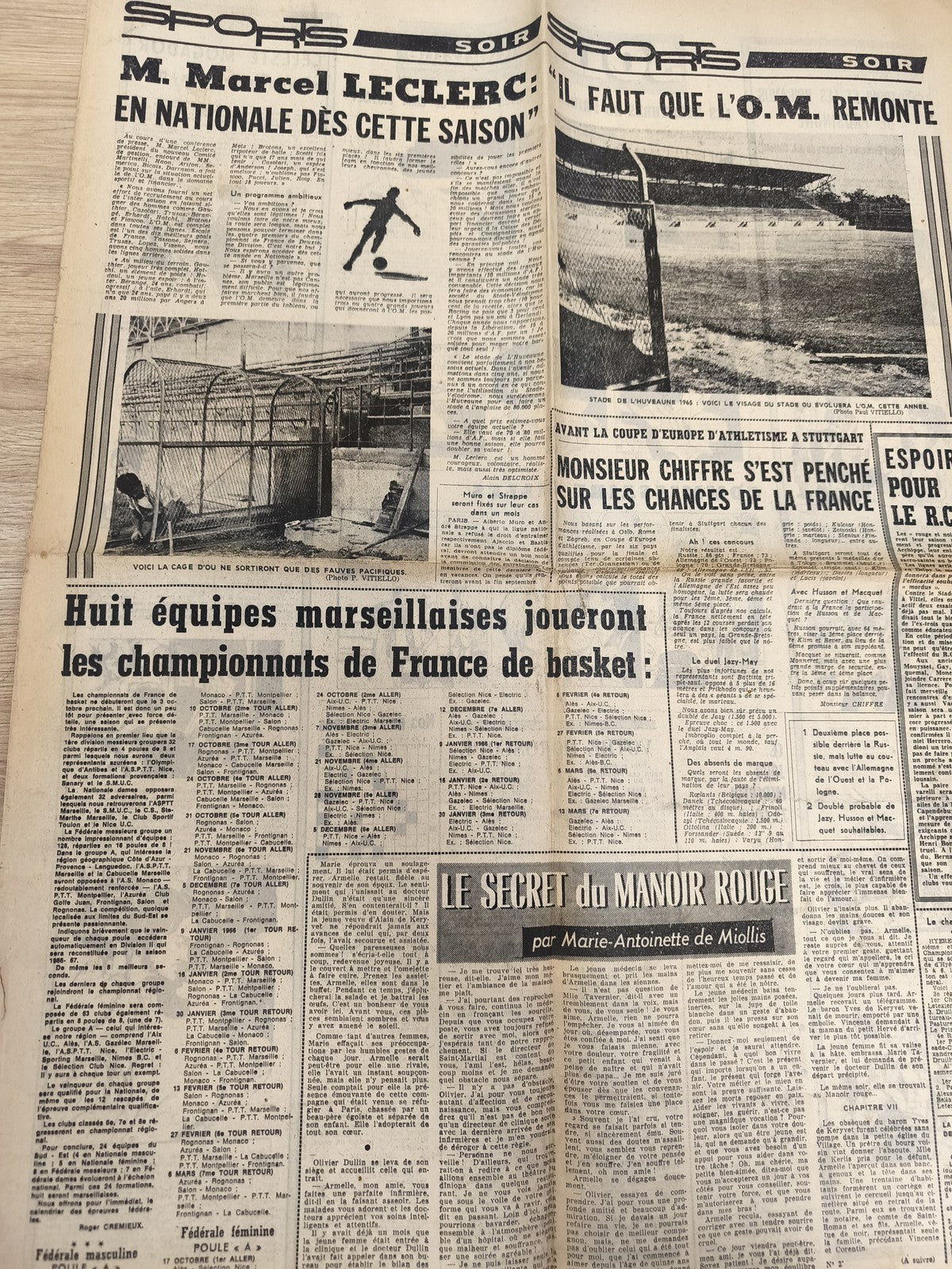 Ancien journal football OM Olympique de Marseille vintage, sports années 60