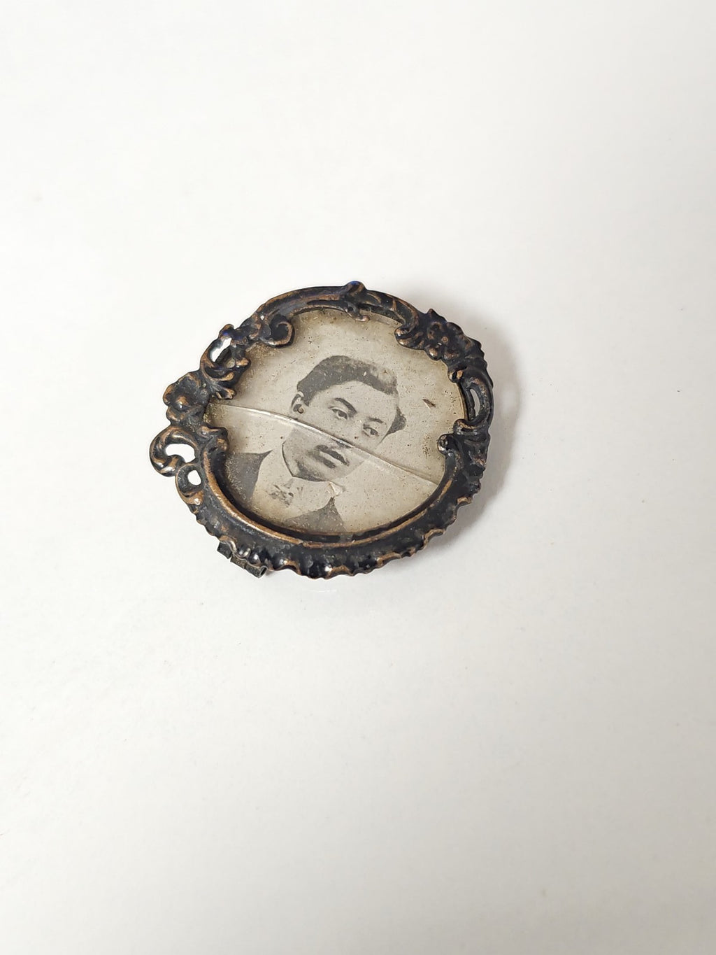 Antique vintage mortuary brooch, funeral curiosity, rare cabinet collection