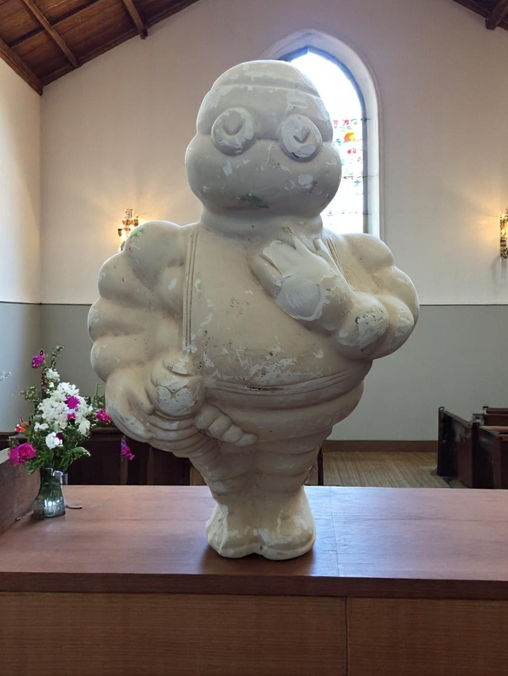 Statue Bibendum Michelin plâtre vintage années 50/60 mascotte déco garage