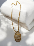 Collier pendentif vintage doré, maille torsadée, bijou rétro fantaisie ancien