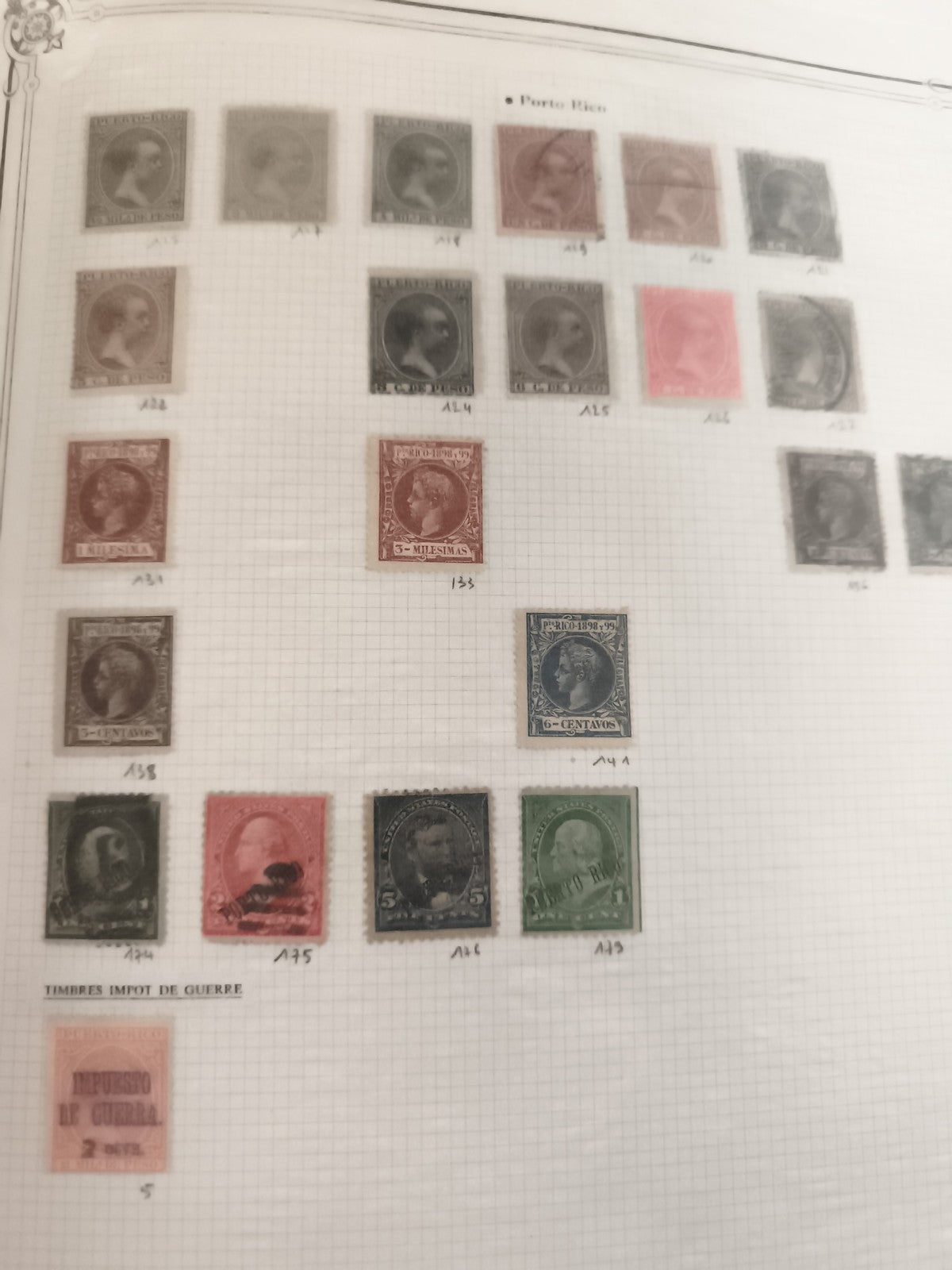 Lot anciens timbres Porto Rico XIXe siècle philatélie Espagne vintage