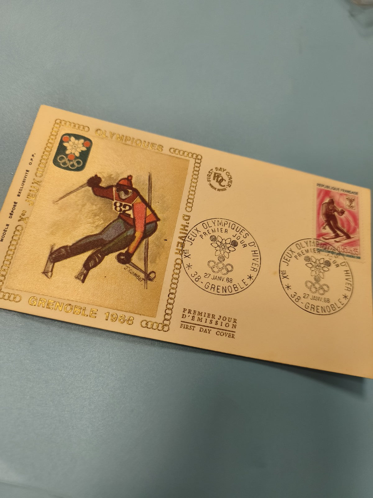 Enveloppe FDC Jeux Olympiques Grenoble 1968 timbre ski premier jour d?émission