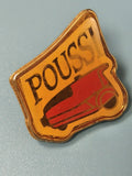 Vintage pin's Poussi voiture rouge jaune collection badge ancien (Ref 16)